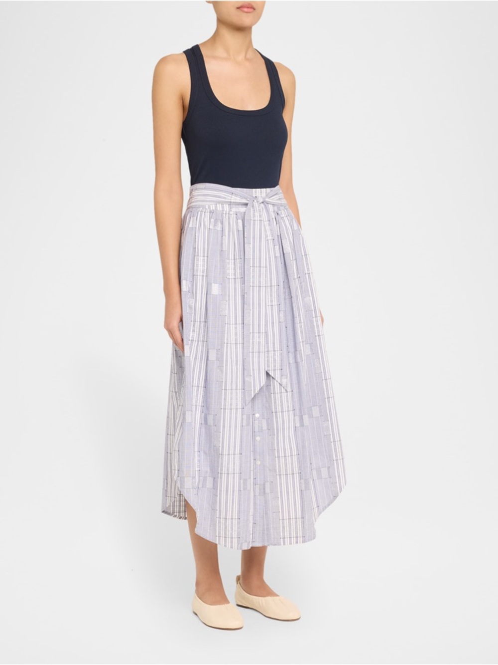 Ramy Brook Lavender Striped Maxi Skirt with Tie Waist - Picture 3 of 6